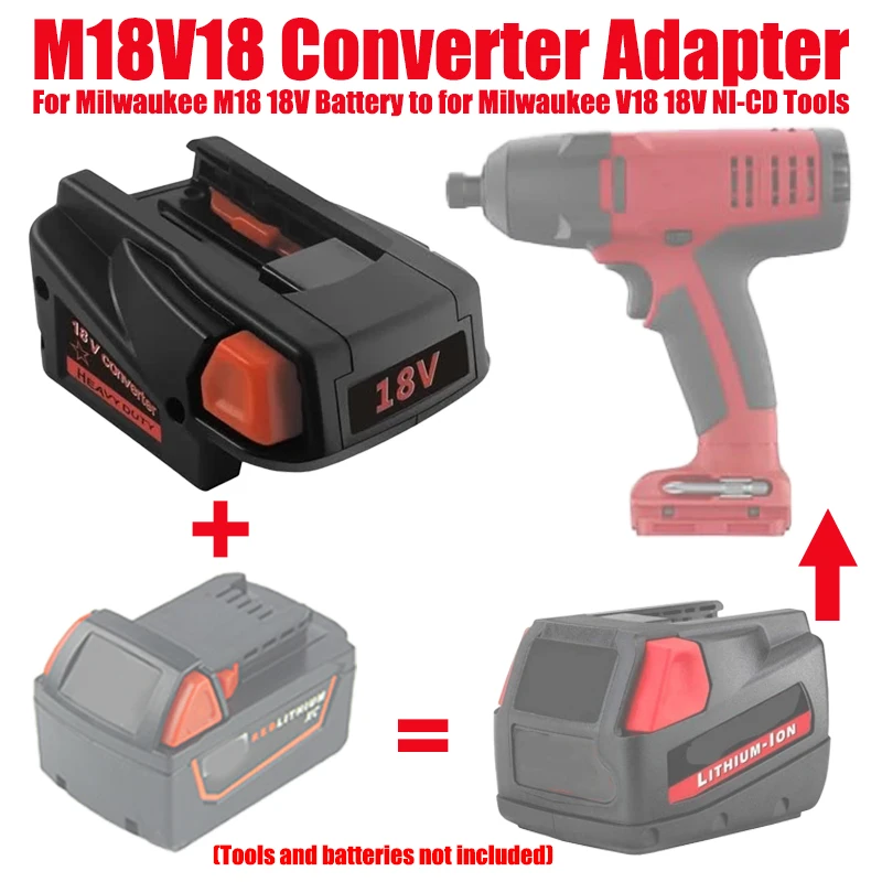Adapter M18V18 for Milwaukee M18 18V Battery To for Milwaukee V18 48-11-1830 48-11-2200 48-11-2230 18V NI-CD Tool with USB Port