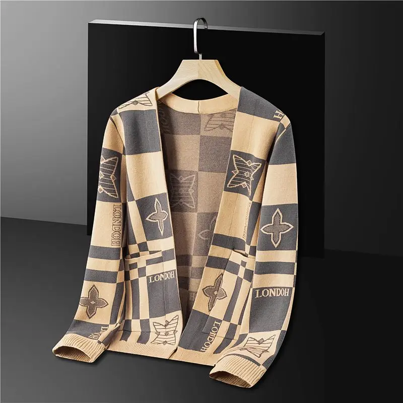 

Men's Fairy Spring Autumn Tops Coat Sweater Knit Printing Leisure Simple Advanced Design Fashion Versatile Soft Personalized