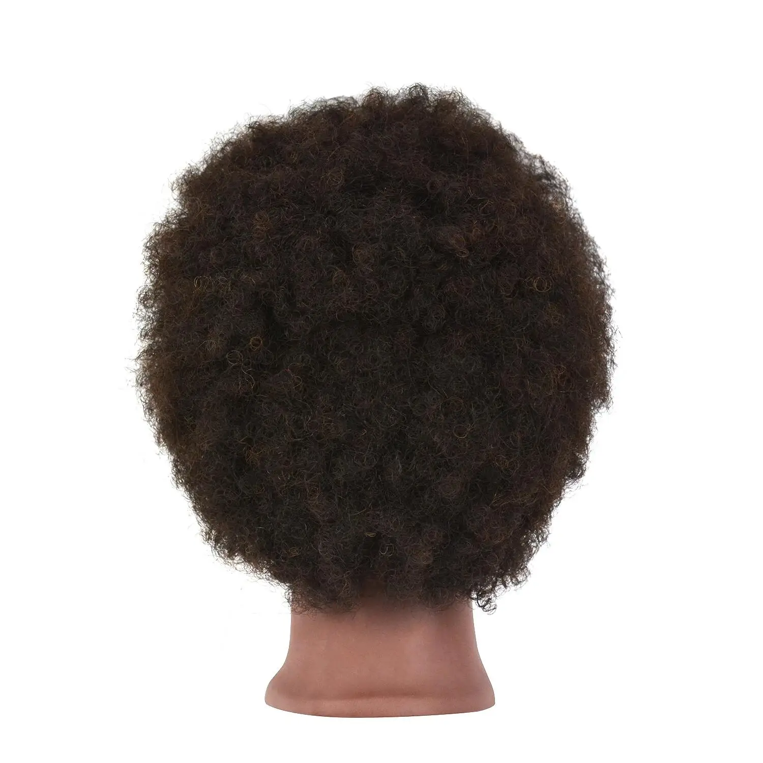 Cabeza de maniquí Afro para practicar estilos de cabello 100% cabeza de muñeca de cabello humano con soporte de abrazadera para peinado trenzado, 1 ud.