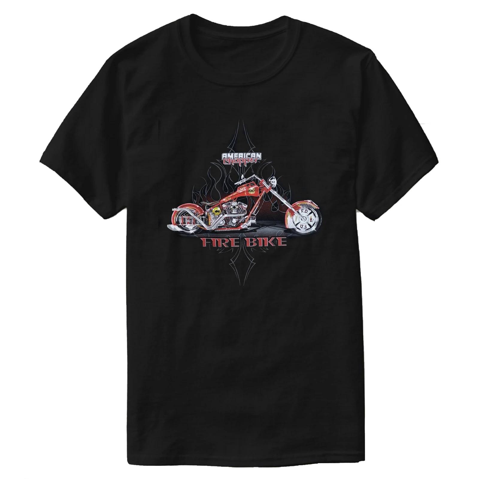 

Vintage American Motorcycle Fire Dept Bike Chopper T-Shirt 100% Cotton O-Neck Short Sleeve Summer Casual Mens T-shirt Streetwear