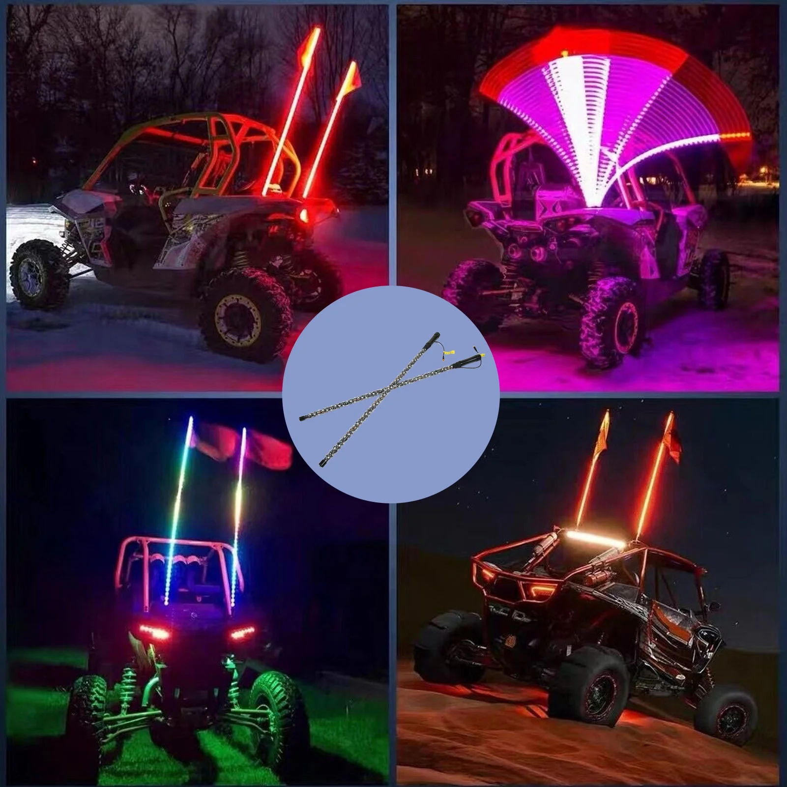 

3ft LED Whip Lights with Flag Pole RGB Color APP Control Chasing Whip Light for UTV ATV Truck Boat 12‑24V LED Whip Light