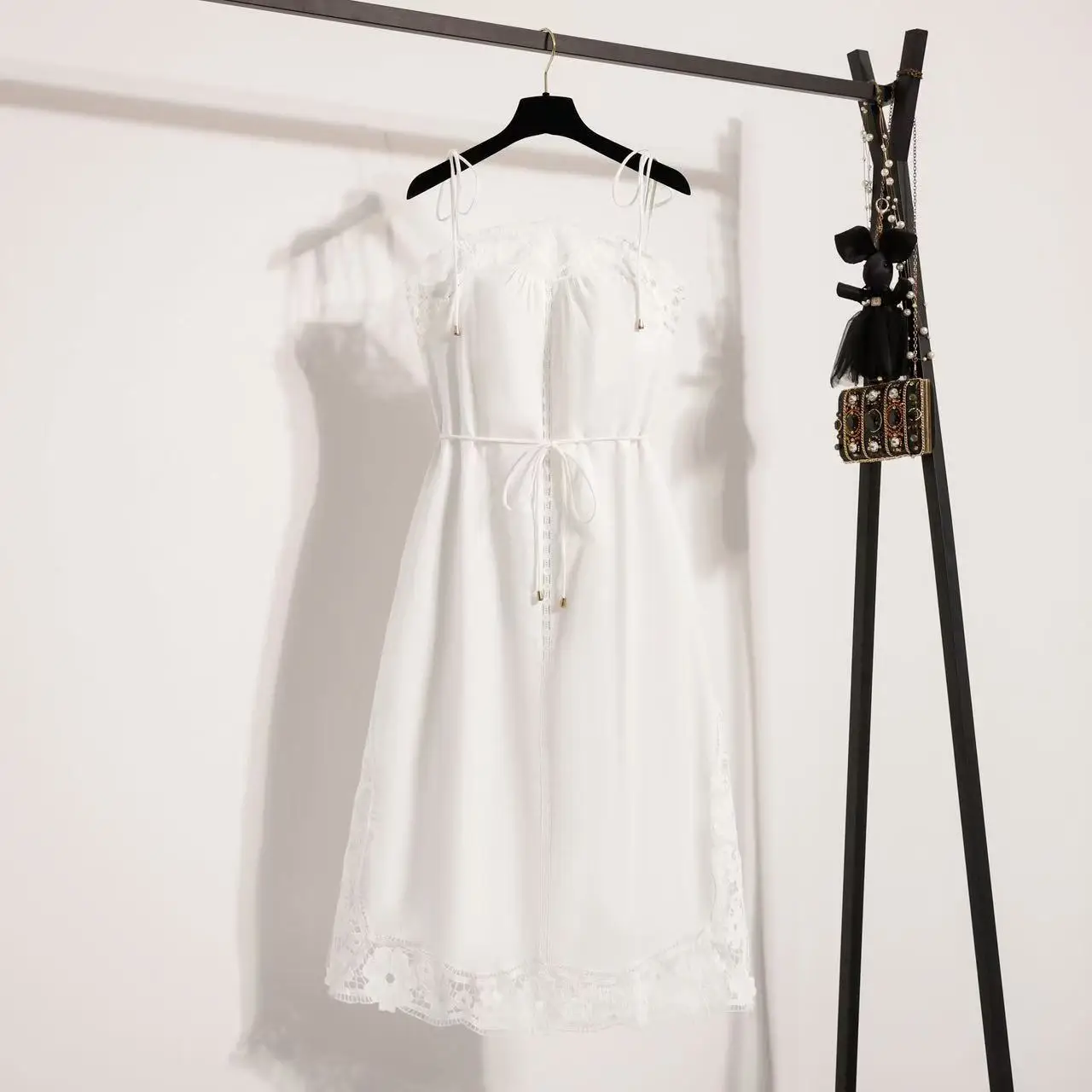 Lente Zomer Nieuwe Sle 2026 Kant Borduren Linnen Patchwork ter Dr Long Sve Dames Faion Ciwalk Katoen 00%