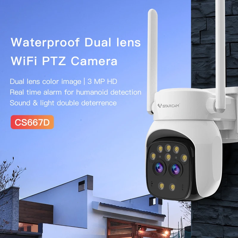 

Vstarcam New IP66 Outdoor Security Wireless 3MP HD Full Color IP Camera Waterproof IR Color Night Two Way Smart Home Phone App