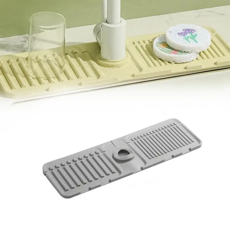 Silicone Draining Mat Fast Drying Sink Tray, Faucet Guard Mat, Sink Splash Guard Home Kitchen Bathroom Countertop Drain Rack