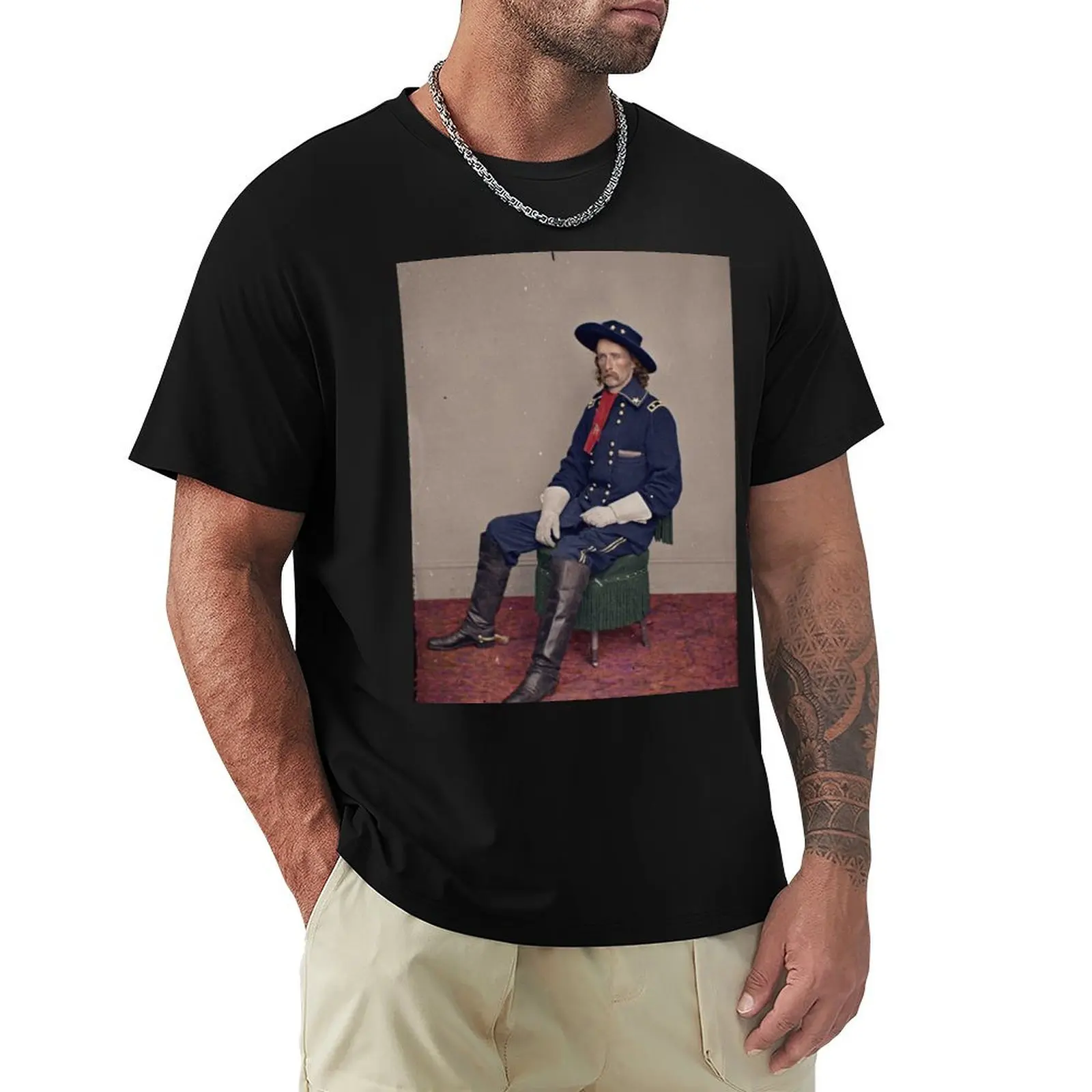 George Armstrong Custer T-Shirt graphic t shirt vintage Short sleeve tee graphic tees men