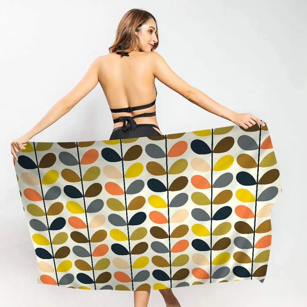 Orla Kiely Leaf Flower Cartoon Big Microfiber Beach Towels Quick Dry Towel Sand Beach Towels Pool Towel for Travel Swim Pool