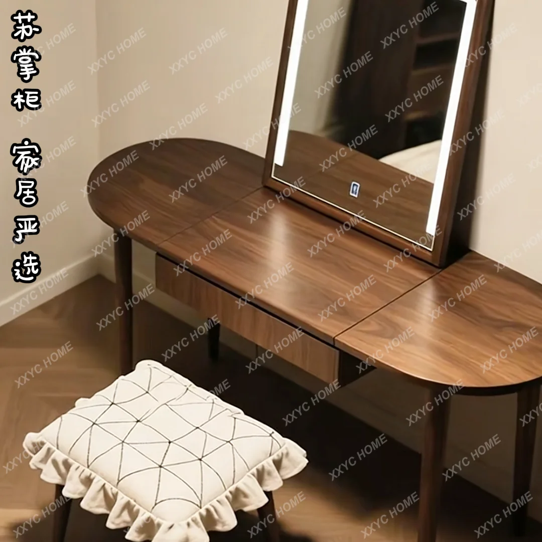 Light luxury makeup table antique bedroom simple solid wood banana leaf shape simple modern