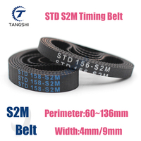 STD S2M Closed Loop Rubber Timing Belt Width 4/9mm Length S2M-60 66 72 74 76 78 80 84 86 88 90 92 94 96 98 100 102 104 106~136mm