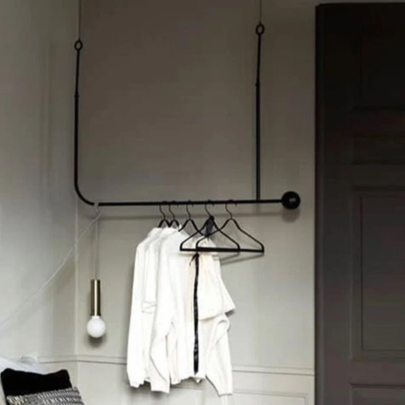 Girls Boutique Metal Clothes Rack Bedroom Aesthetic Shop Nordic Jacket Coat Hanger Wall Single Pole Kledingrek Hall Furniture