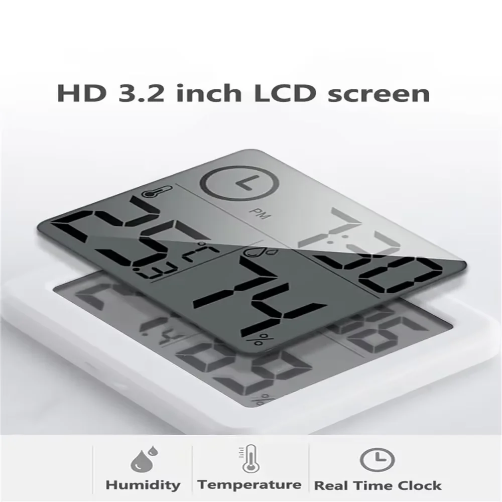 Multifunction ElectronicTemperature   Large LCD Screen Humidity Table Clock  Automatic Monitoring Desk Clock image 3