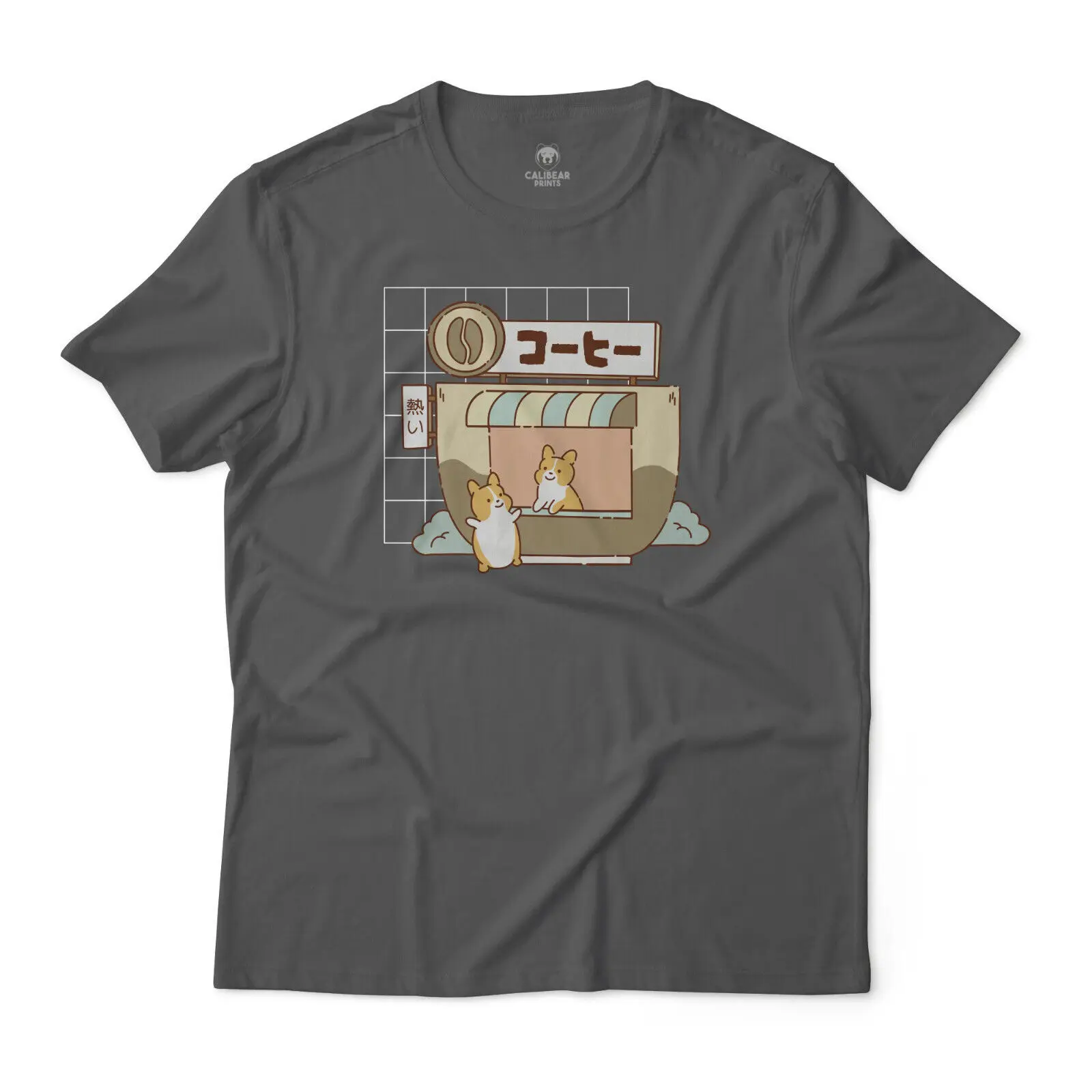 Cute Corgis Coffee Shop Japanese Inspired Graphic Tee