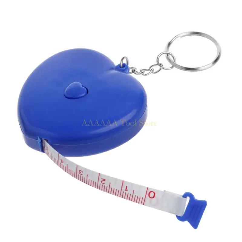 A2BE Keychain Portable Rettractable Ruler en forme cœur Mesure 1,5 m