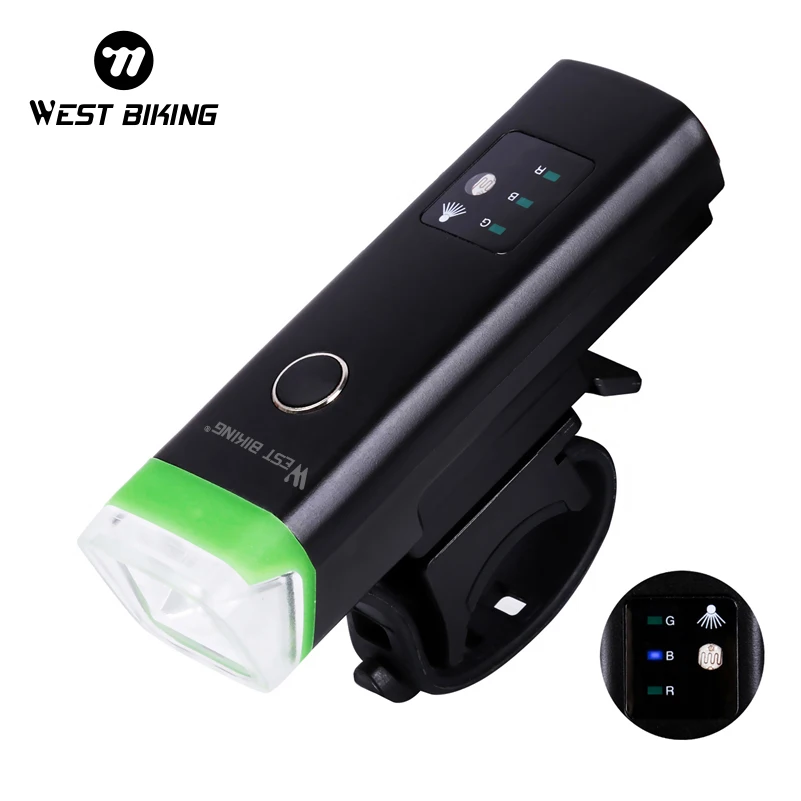 WEST BIKING-luz delantera de bicicleta con detección de luz inteligente, linterna portátil recargable para ciclismo, faro de bicicleta de liberación rápida