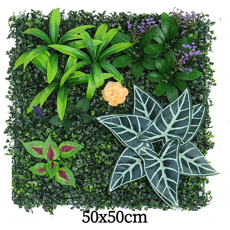 50x50cm Artificial Plant Green Wall Landscape Home Garden Jungle Decor Fake Plants Plastic Lawn Wall Panels Garden Fence Decorat