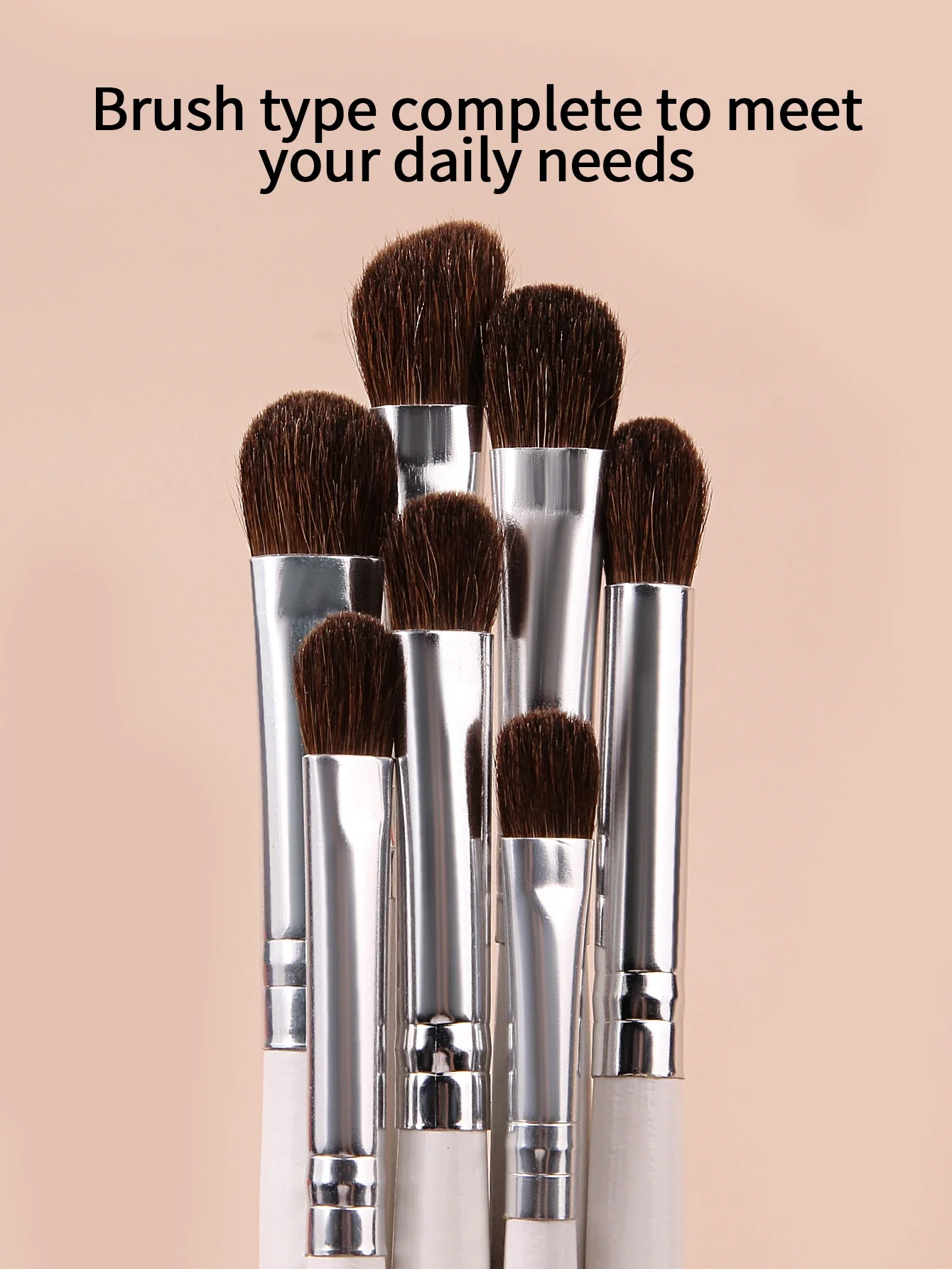 7 ชิ้นสีขาวยาวเสาไม้จับแปรงแต่งหน้าอายแชโดว์ชุดแปรงนุ่มสัตว์ผม Smudging แปรง Highlighter แปรงแต่งหน้าเครื่องมือ