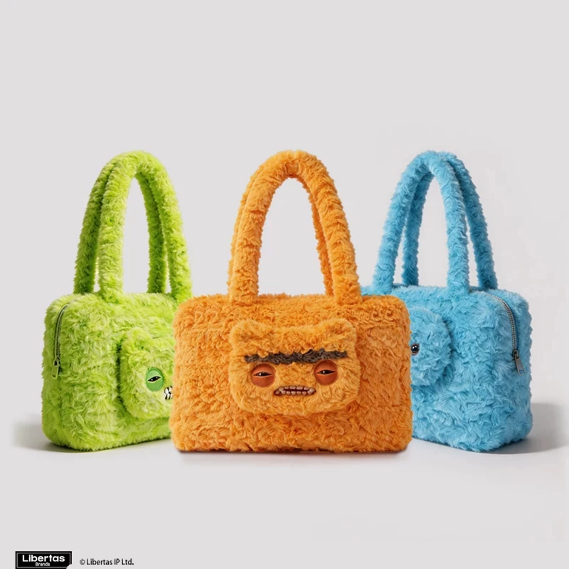 Fuggler Monster Plush Tote Bag Large Volume Shopping Handbag Funny Ugly Tooth Monster Shoulder Bag for School Travel Daily Use