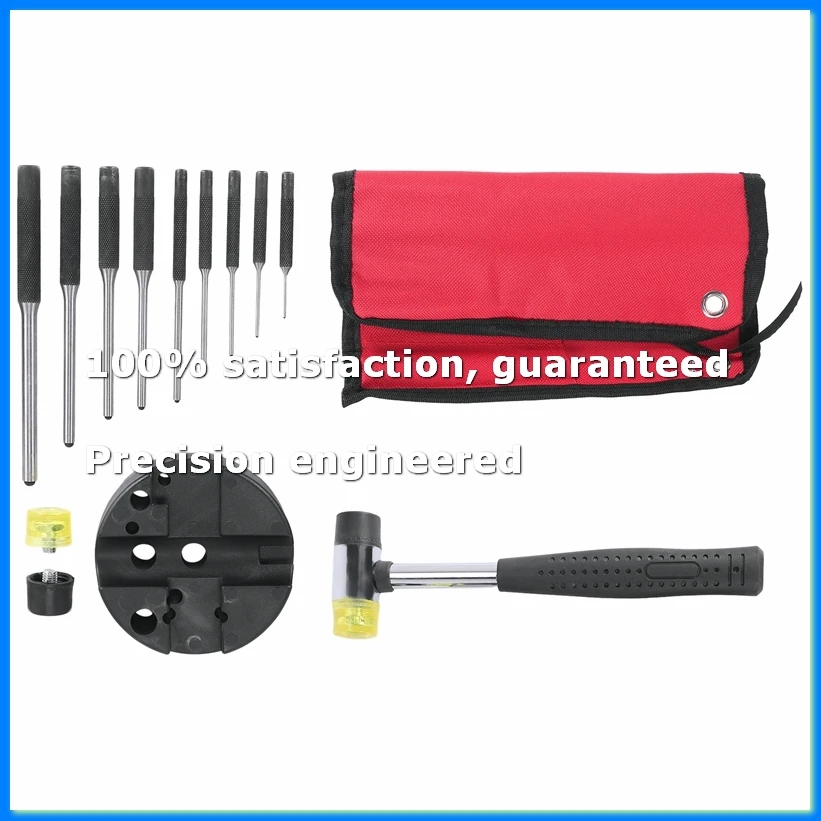 

Roll Pin Punch Set with Storage Pouch,Smithing Punch Removing Repair Tools,with Bench Block Pin Punches and Hammer-A63M