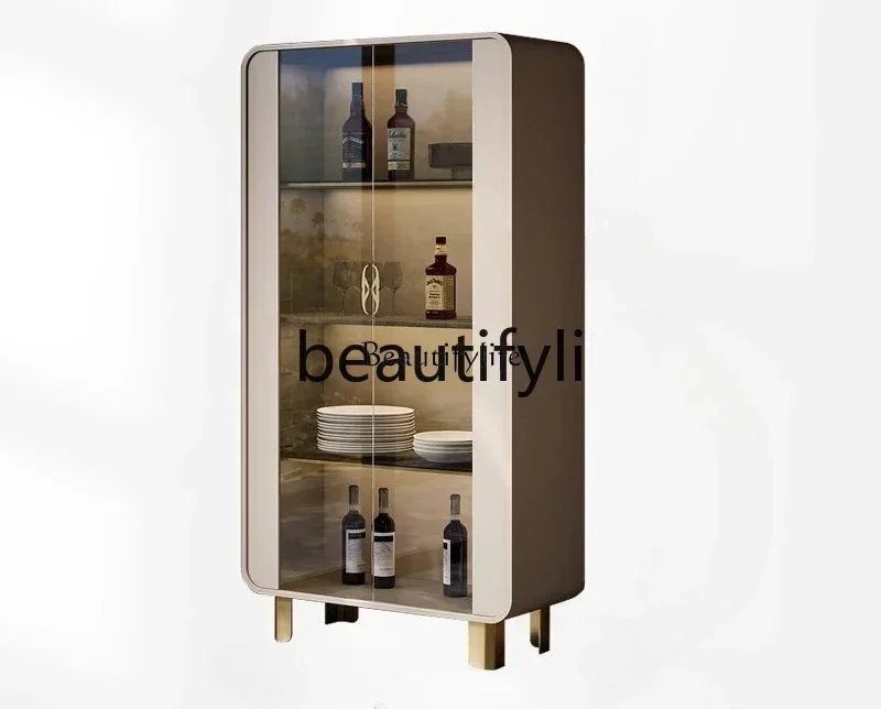 Italian light luxury glass wine cabinet restaurant against the wall storage room modern design bookshelf