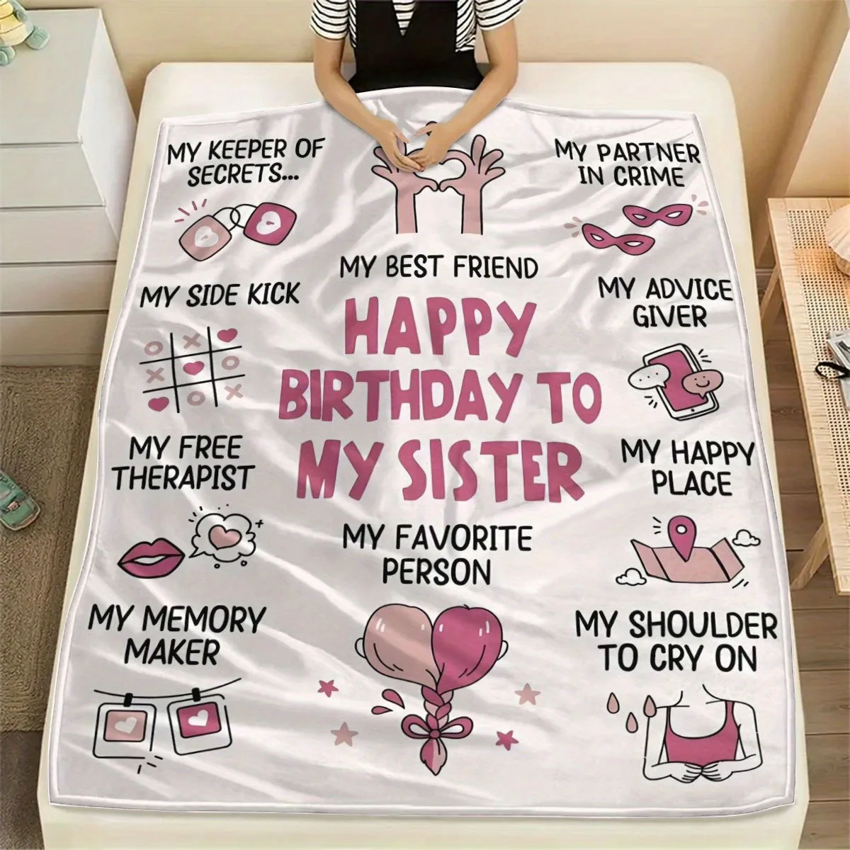 Подарок на день рождения сестры после отпечаток, забавное одеяло сестры, сестры на день рождения, подарок на день рождения сестры, подарок сестре