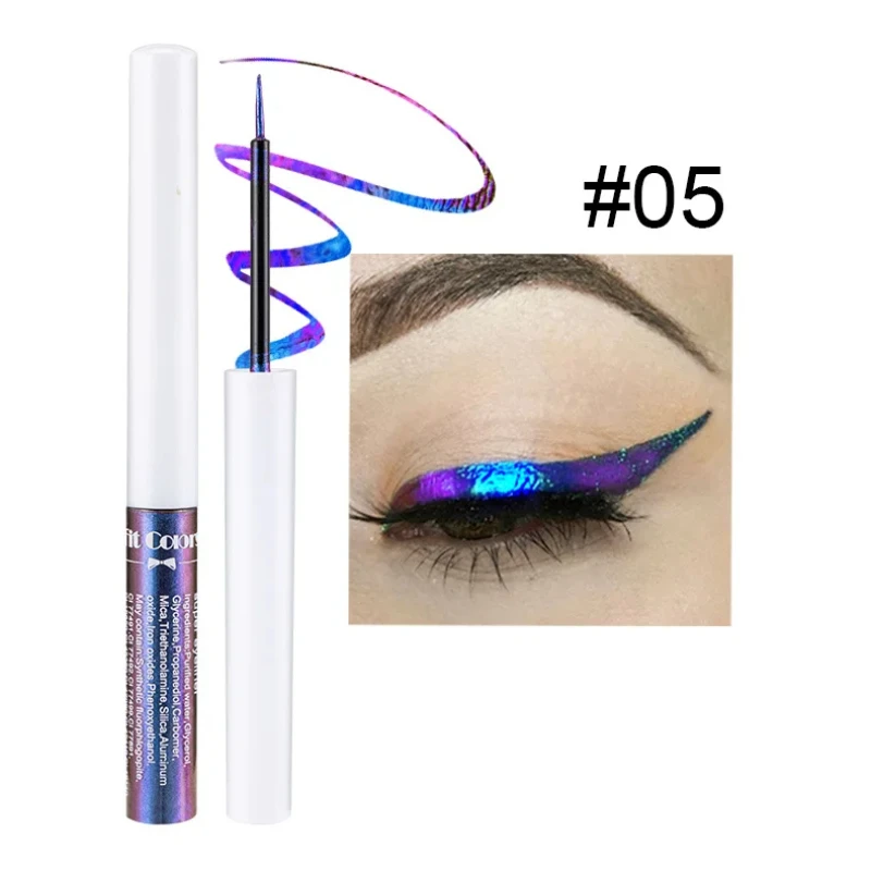 Liner brilhante da sombra metálico, Multi Chrome Eyeliner, Líquido, Pérola, Gloss, Cor Aurora, Maquiagem, Glitter Pigment, Camaleões, 1Pc