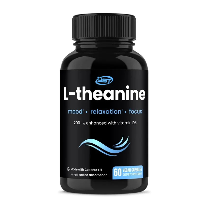 L-Theanine 200mg Capsules | Contains Vitamin D3, Organic Coconut Oil | Supports Emotions, Focus, and Relieves Stress