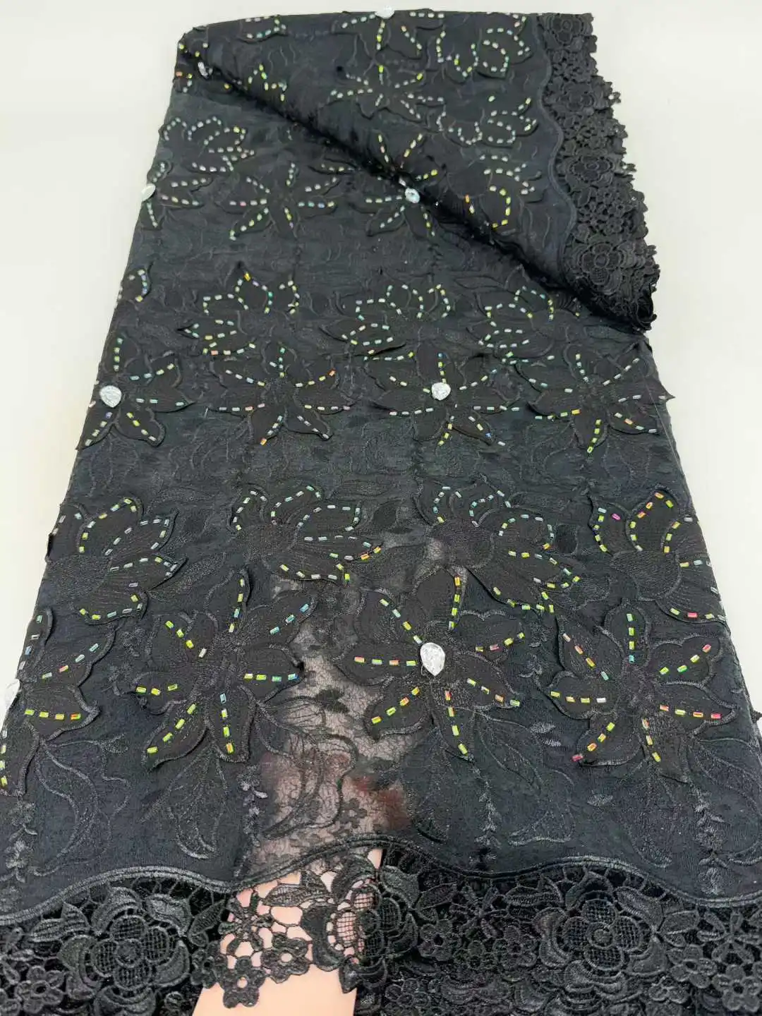 

Guipure chiffon Tulle Lace Fabric for Brides Nigerian African Style With Stones for Weddings Parties Latest 2025 Hot Sale