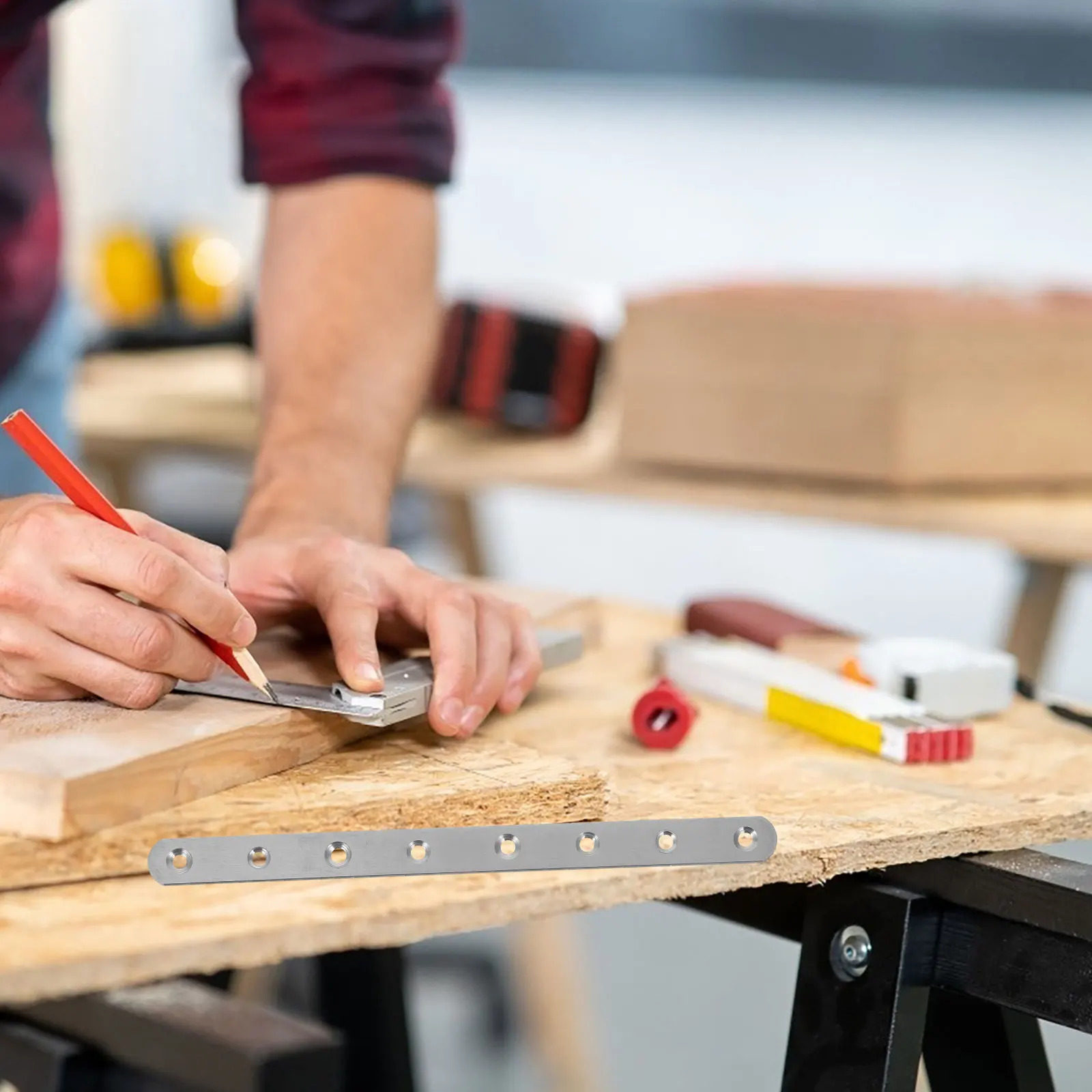 

4Pcs Stainless Steel Metal Bracket Flat Support Plate for Wood Bracing Repair Fixing Hardware Universal Fence Brace