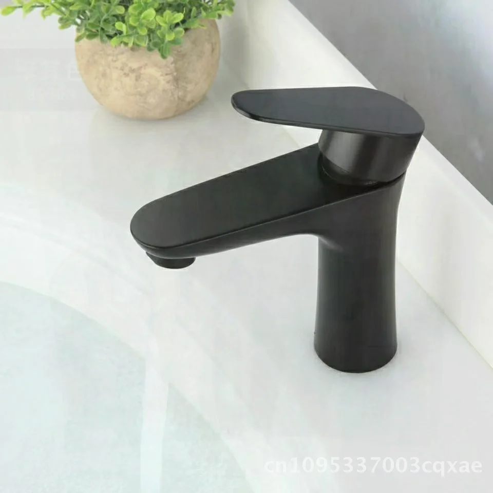 

Jinmuke Stainless Steel Basin Faucet Brushed Finish Hot And Cold Mixer for Bathroom Cabinet Black Slim Waist Design