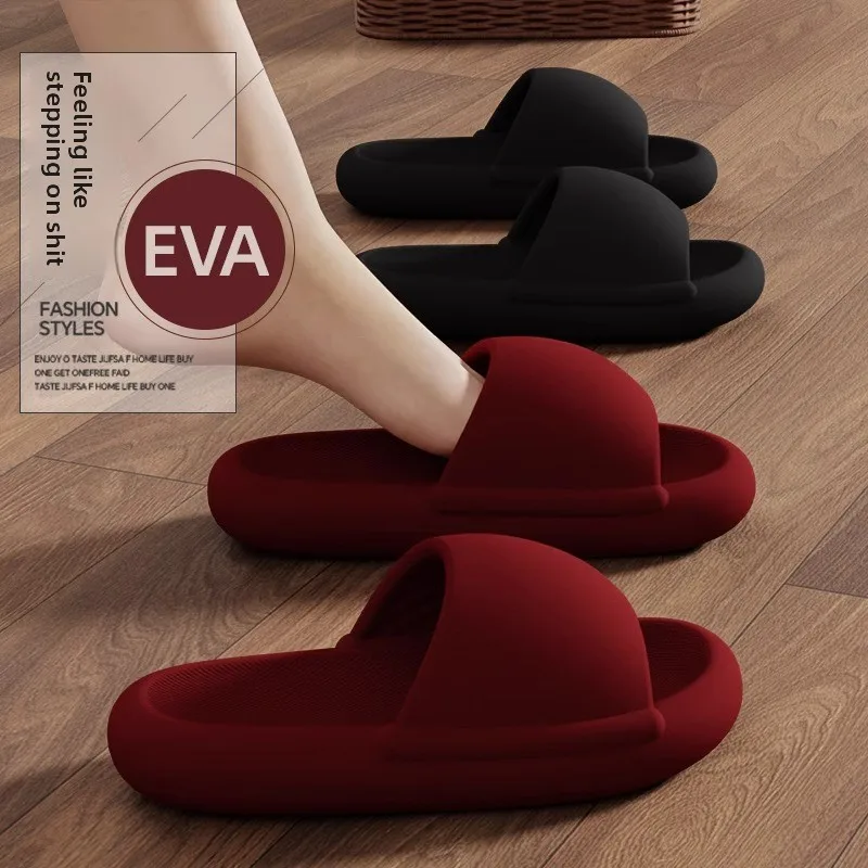 

Unisex Bathroom Slippers Cloud Cushion Slides Summer Flat Sandals Thick Platform Shoes Man Indoor Non-Slip Couple Flip Flops