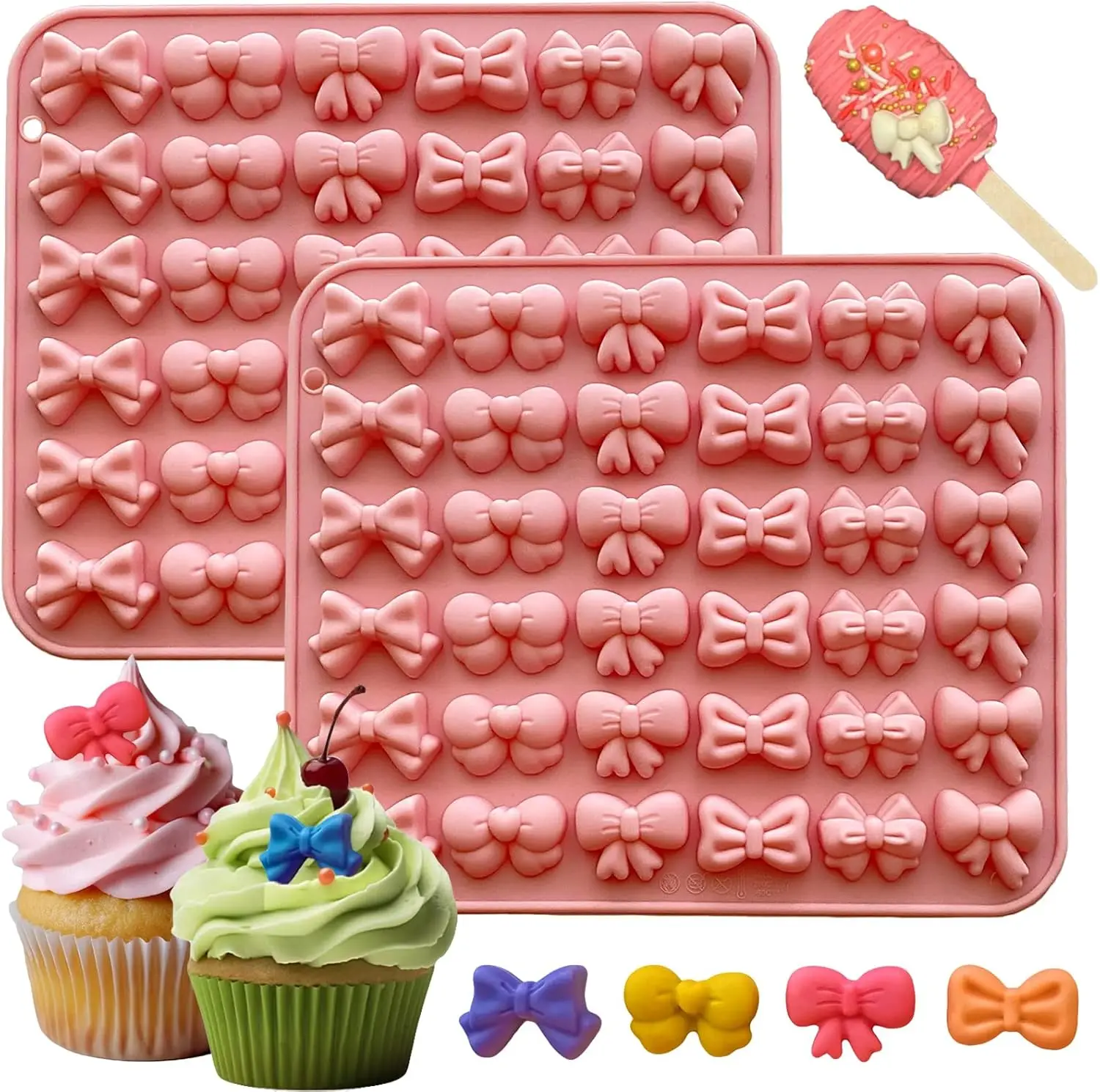 

2PCS Silicone Mini Bow Molds for Chocolate 6 Shapes Butterfly Tie Candy Mold Edible for Gummy Cake Pops Ice Jelly Cookie