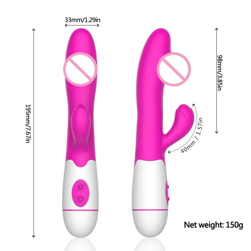 30 Speed Rechargeable Handheld Silicone Adult Clit Clitoral Clitoris Sex Toy G Spot Dual Motor Rabbit Vibrator for Women Female