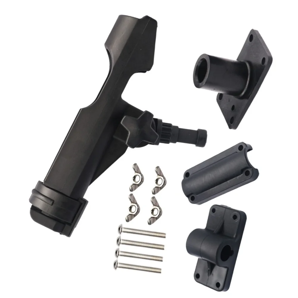 Black Rotatable Rod Holder Fishing Rod Holder Boat Fishing Gear 360 Degree Rotation Adjustable Angle Lock Double Base Structure