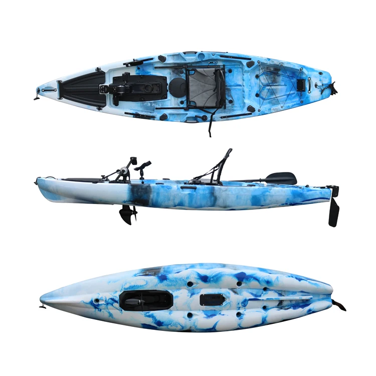 Kayak da pesca a pedale per pescatore propulsione da 12 piedi con elica e sistemi di alette