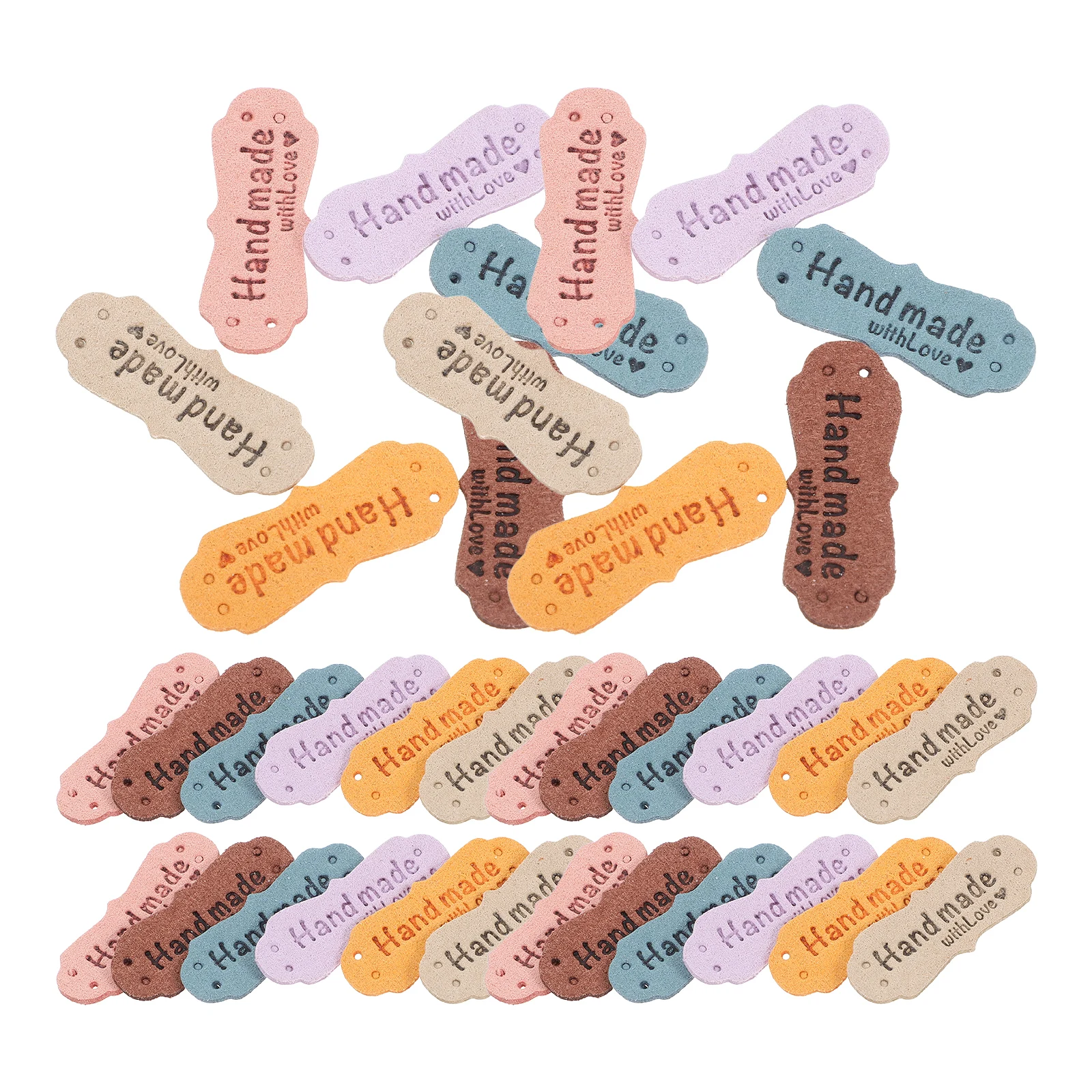 

60pcs Colorful Labels Handmade Crochet Tags for Clothing Garment Accessories Sewing Projects Imitation Pu Labels