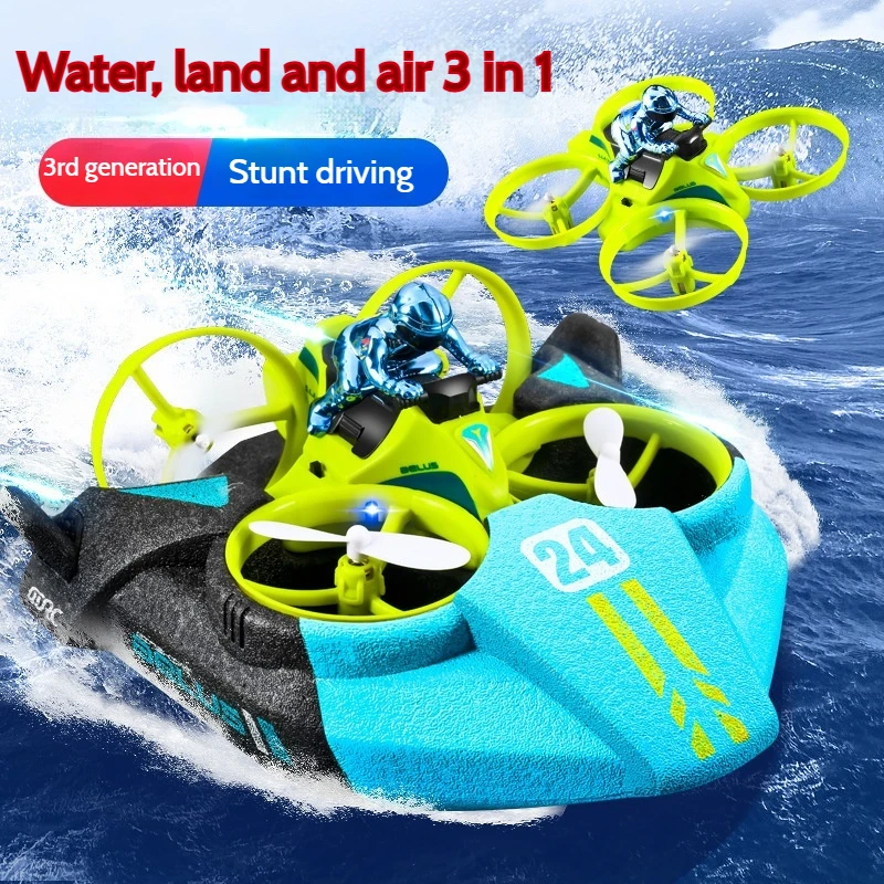 New V24 water, land and air three-in-one remote control aircraft Children's toy drone four-axis flyer foam aircraft