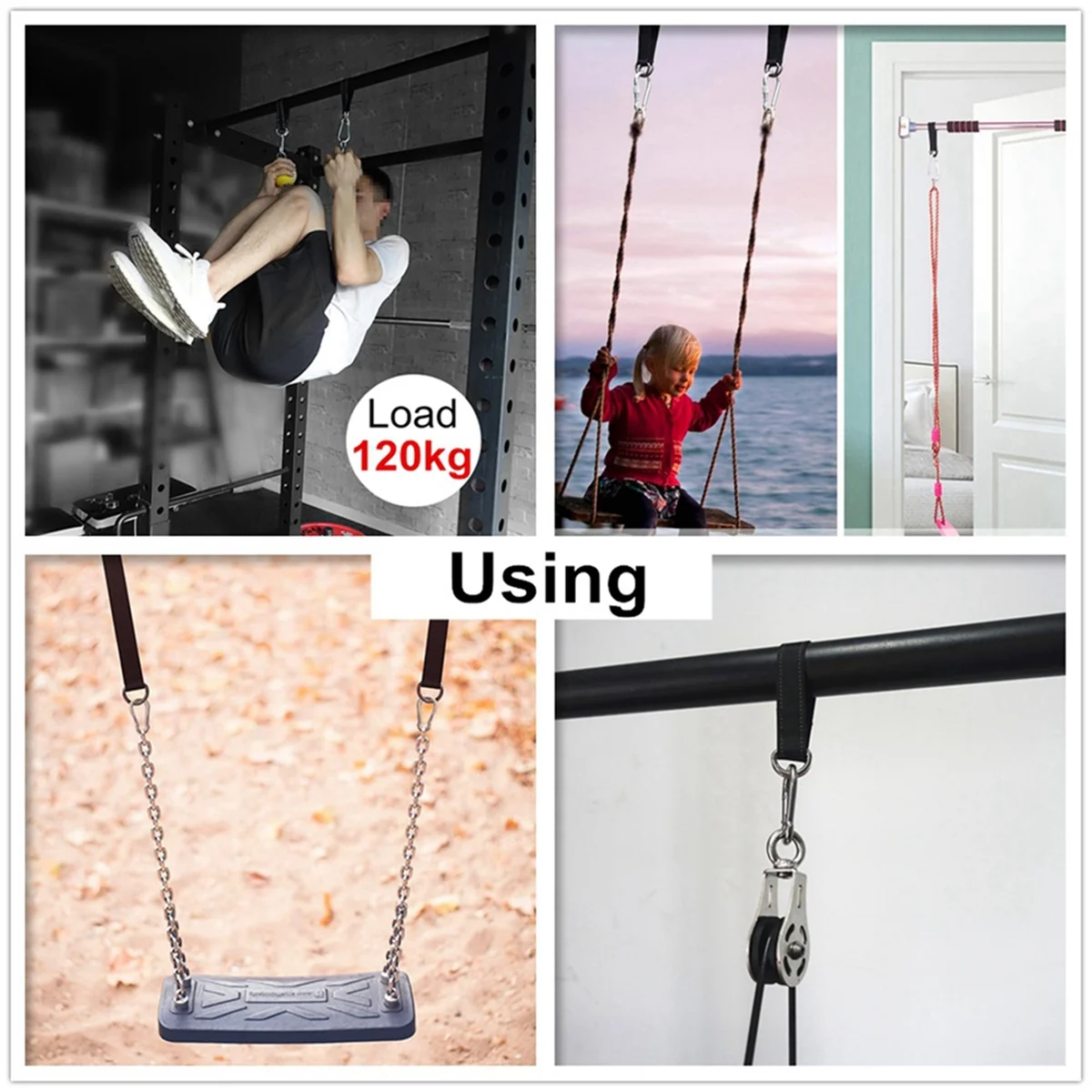 AT42 2 шт. ремни для качелей на дерево, подвесной комплект с 2 карабинами, удлинительный ремень с одной планкой, 2,4 м