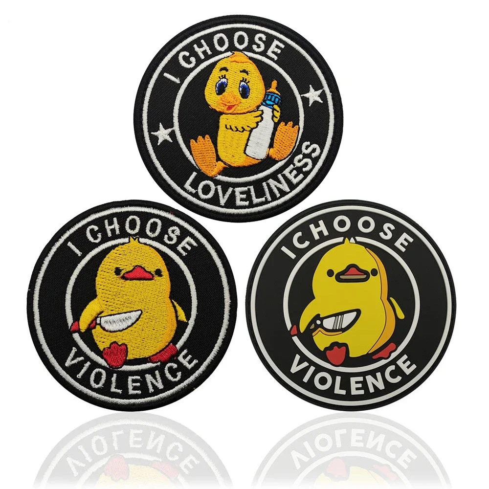 I Choose Violence Meme Patch Embroidered Applique Hook and Loop Badge for Tactical Backpack Jackets Clothes Caps