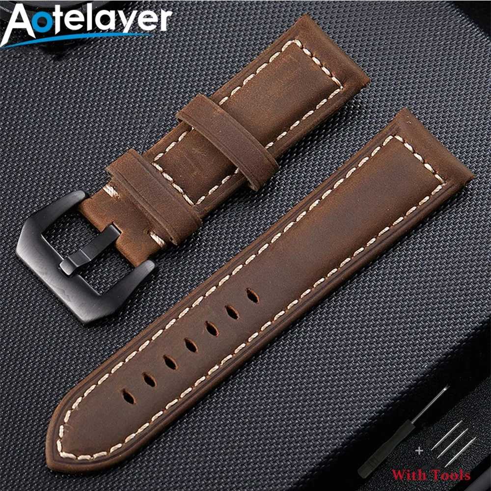 

20mm 22mm 24mm 26mm Leather Watchband For Men Women Wristwatch Durable Watch Straps With Tools Watch Accessories