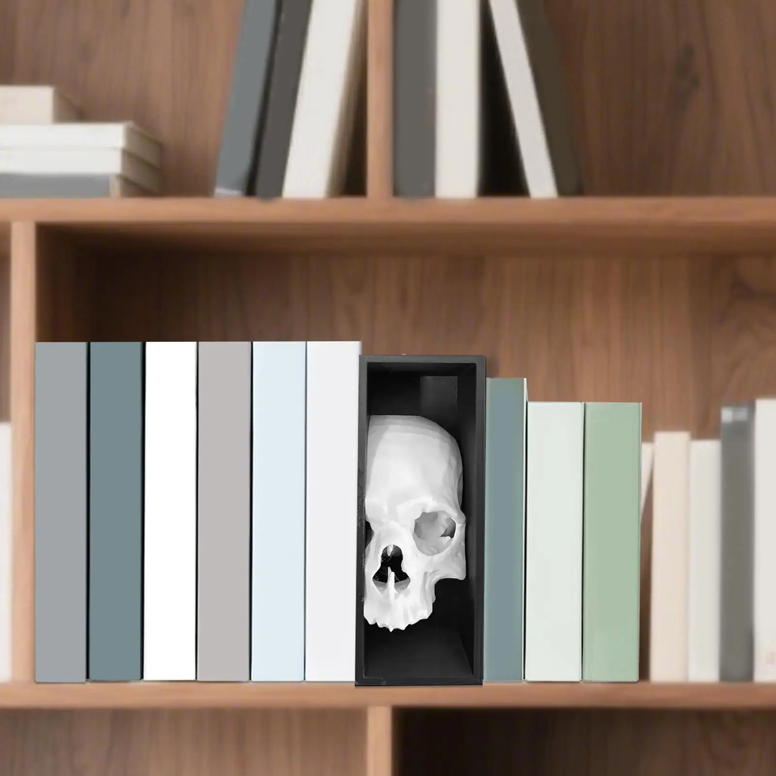 Skull Bookend for Shelves Book Ends Support Gothic Decor Desktop Bookend Organizer for Bedroom Living Room Bookcases