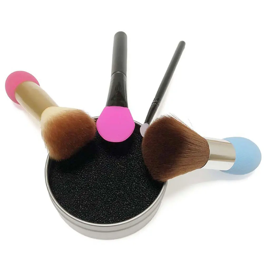 5 Sets Brush Cleaning Box with Activated Carbon Sponge for Gentle Pigment Removal & Portable Makeup Brush Care