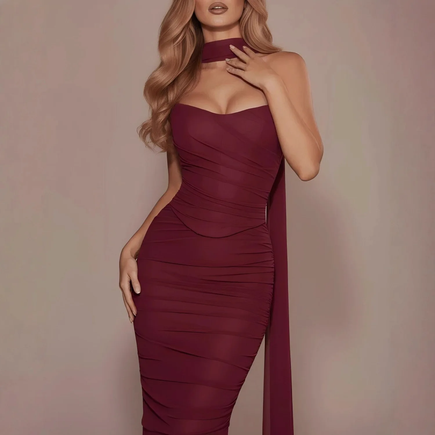 Conjunto de Tres Piezas para Mujer, Estilo Cabernet Sauvignon Pure Desire, Sexy, Ajustado, Top Tubo, 2026