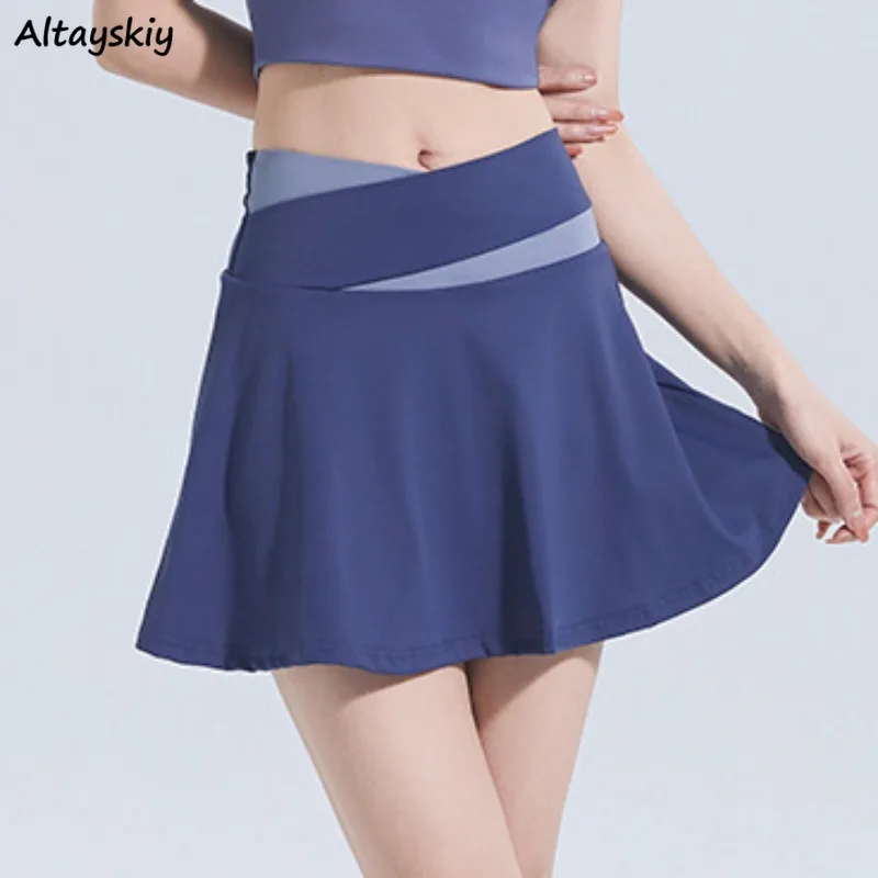 Patchwork Skirts for Women Mini Bodybuilding Slim High Waist Summer All-match Casual Thin Breathable Ins Chic College Students