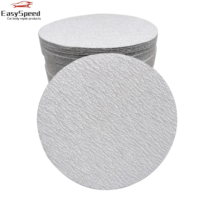 10 Pcs Car Polishing Putty 5 Inch Sandpaper 125mm White Round Flocking Self-adhesive Grinding Machine Polishing Sheet