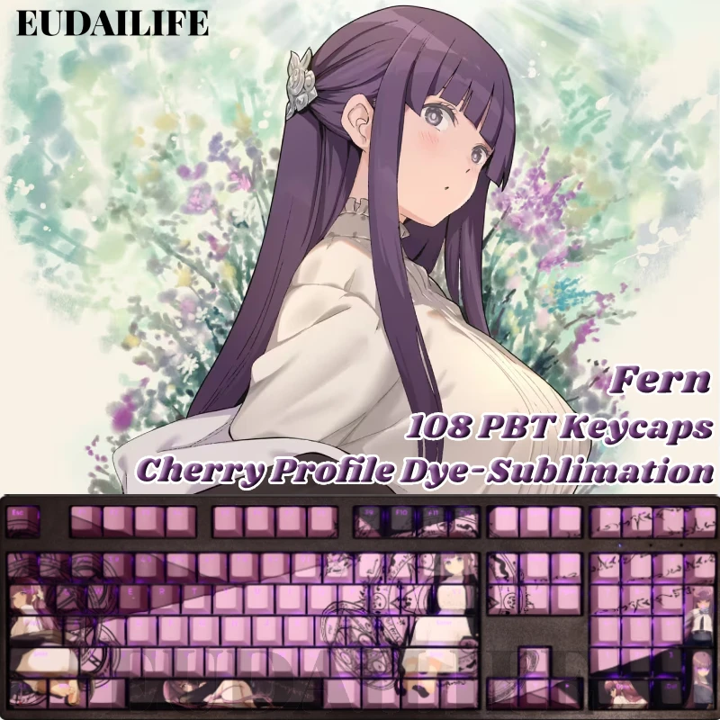 

Fern 108 Keycaps Frieren At The Funeral PBT DYE Sublimation Light Transmitting Cherry Cross Axis Switch for Mechanical Keyboard