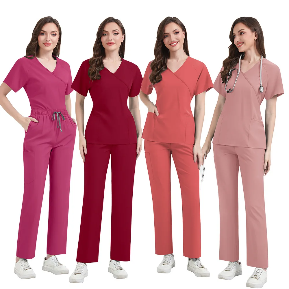 Slim Fit Women Scrubs Sets Hospital Medical Uniforms Nurses Accessories Dental Clinic Beauty Salon Spa Pet Lab Workwear Clothes view 2
