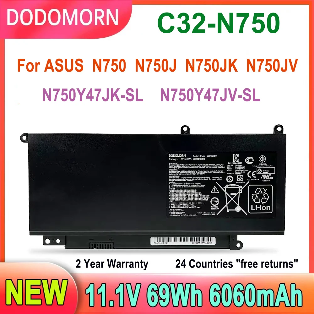 DODOMORN C32-N750 Laptop Battery For ASUS N750 N750J N750JK N750JV Series N750Y47JK-SL N750Y47JV-SL High Quality Fast Delivery