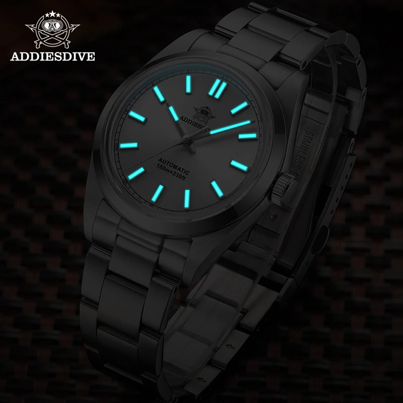 ADDIESDIVE 36mm AD2028 PT5000 Automatische Mechanische Uhr Sapphire Reloj Hombre BGW9 Super Blau Leuchtende 10Bar Taucher Mann Uhr