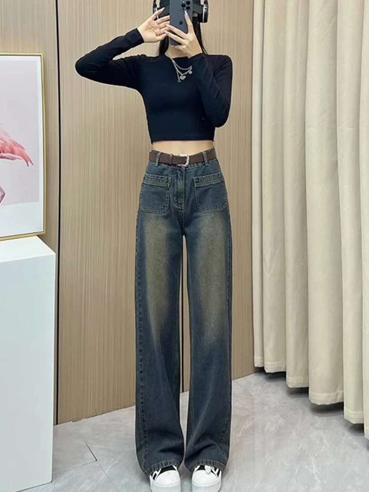 Straight Jeans Frauen Herbst All-Match Streetwear Hotsweet in voller Länge Schulmädchen koreanischen Stil jugendliche beliebte Jeans hose