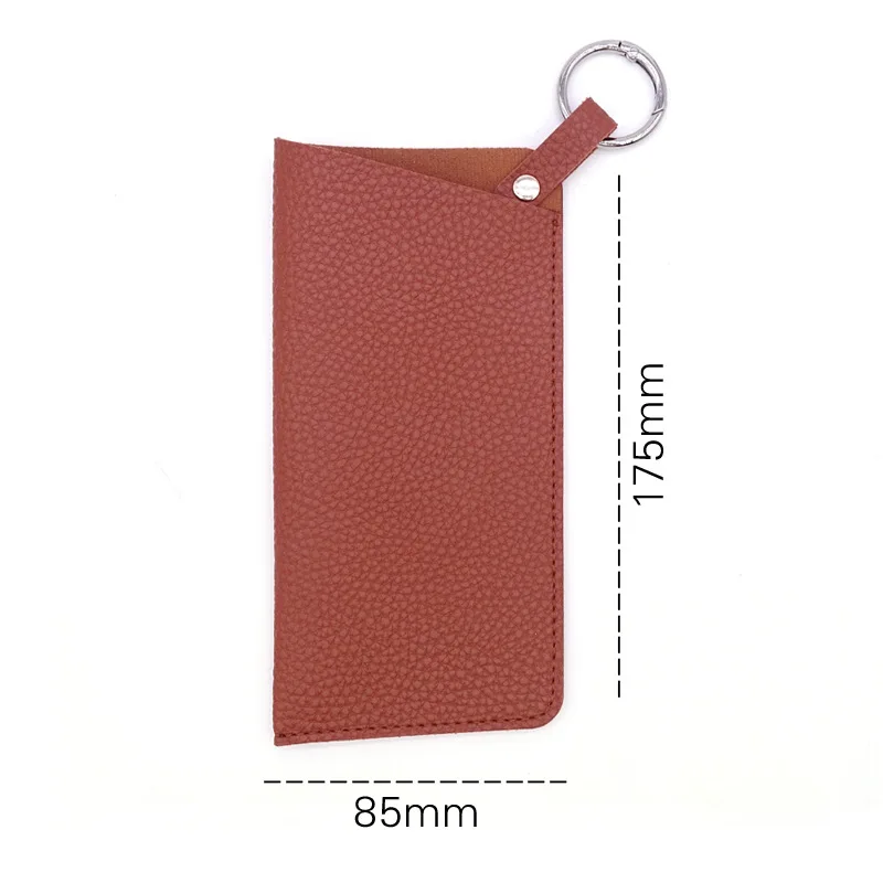 ポータブル吊り下げメガネ収納袋 PU シンプルなサングラスサングラスバッグキーリングメガネ吊り下げバッグ