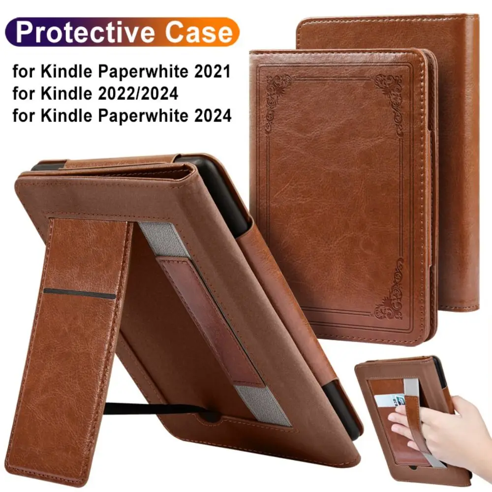 6/6.8/7 inch Stand Case Magnetic with Hand Strap e-Reader Cover for Kindle Paperwhite 2024 2021 2022 11/12th Gen Colorsoft